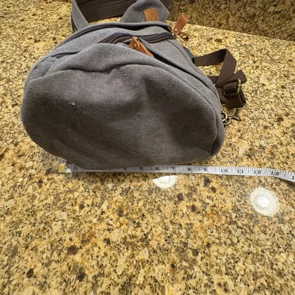 LoveVook Men's Sling Gray Canvas Convertible Backpack Unisex Daypack